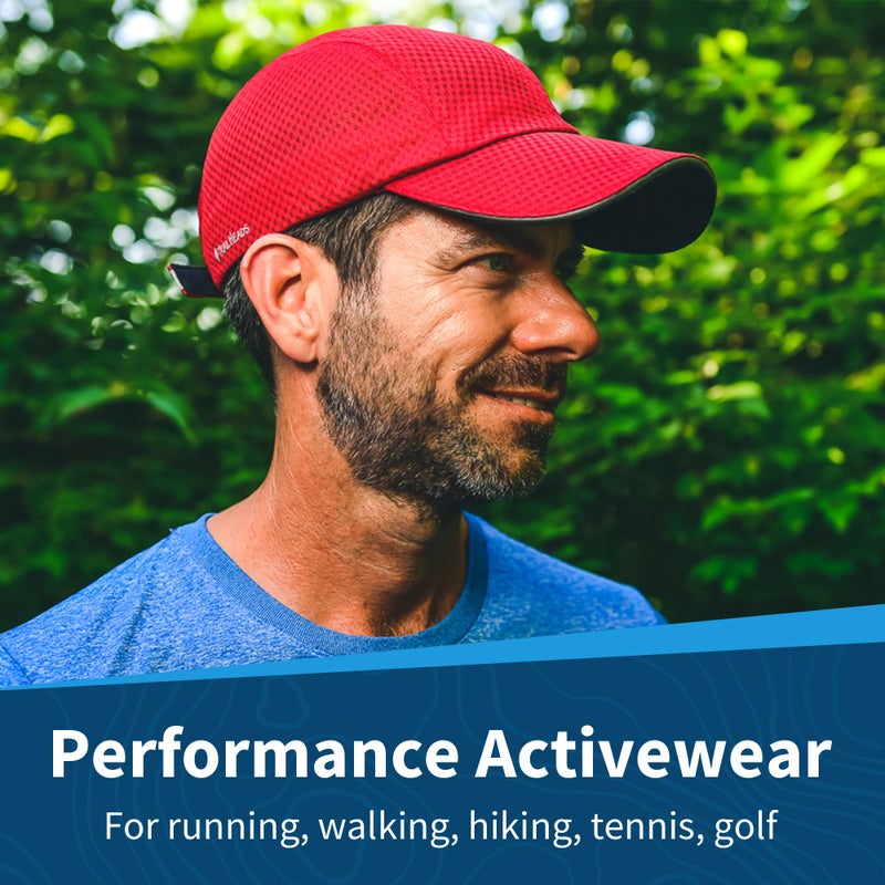 TrailHeads Performance Mens Running Hat - Lightweight, Quick Dry Workout Hats for Men - Athletic Sports Cap for Tennis, Gym Red - Image 3